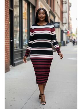 Felicity & CoCo Women's Long Sleeve Striped Dress